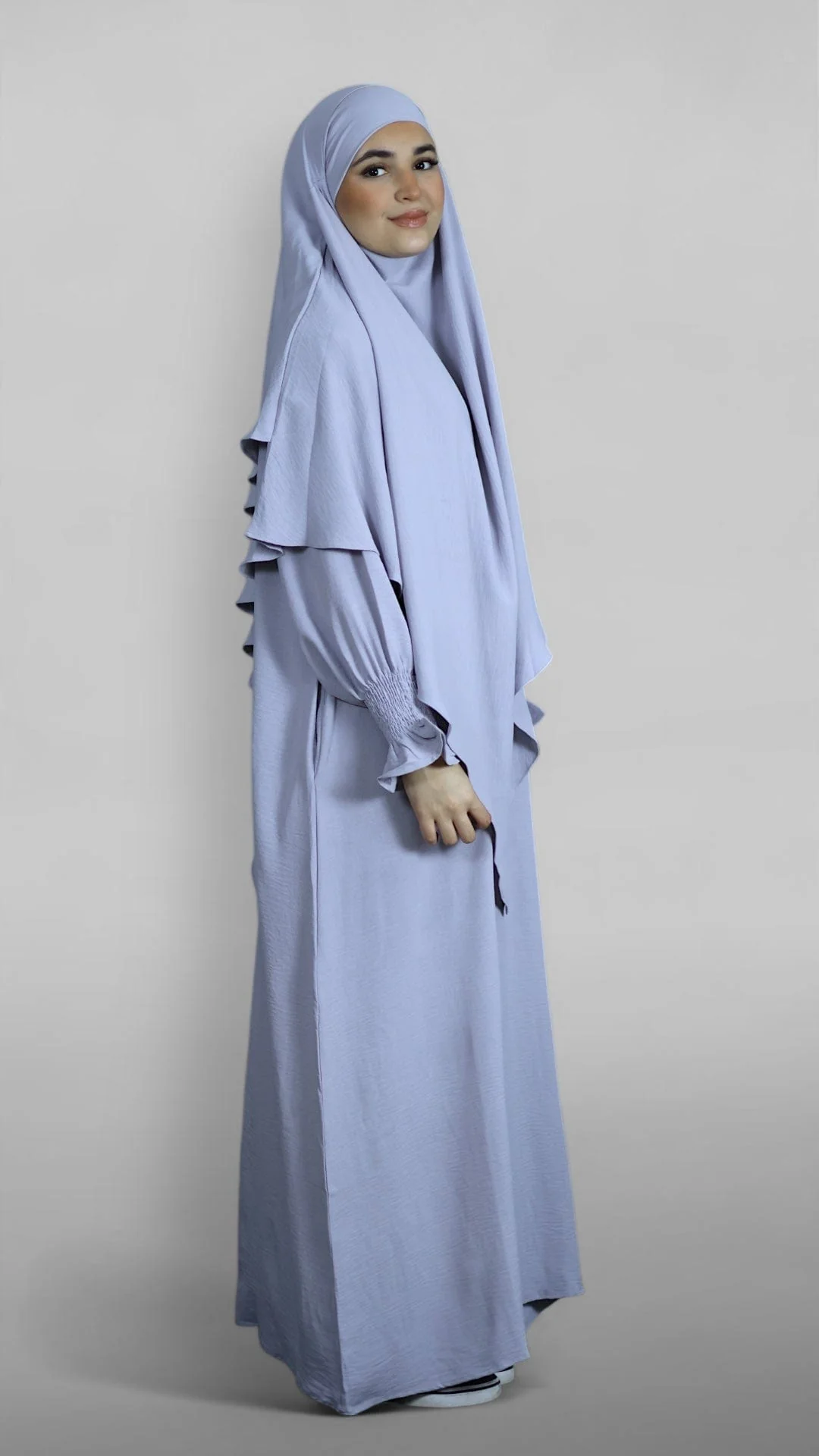 Crinkle Khimar-Sæt (Dusty Lavender) - Image 2