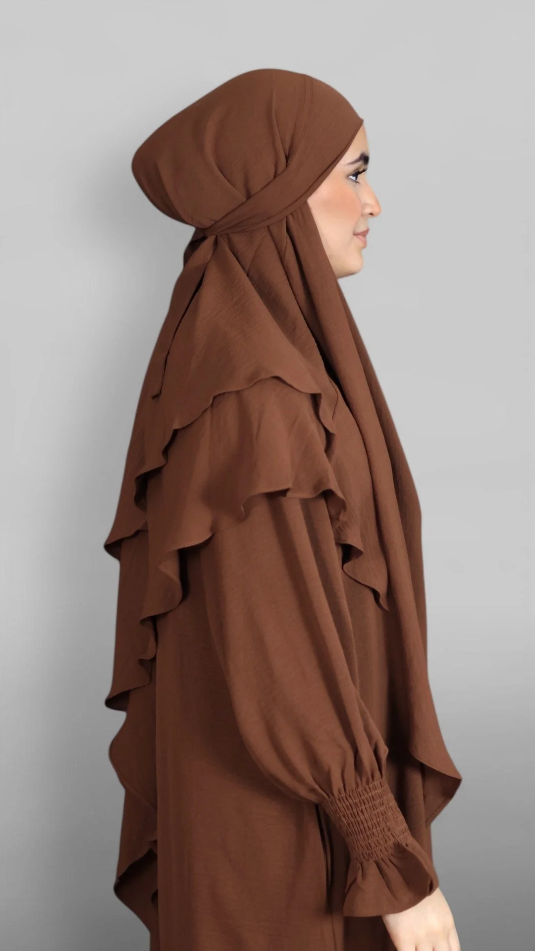 Crinkle Tie-back Khimar 2-lag (Sienna) - Image 6