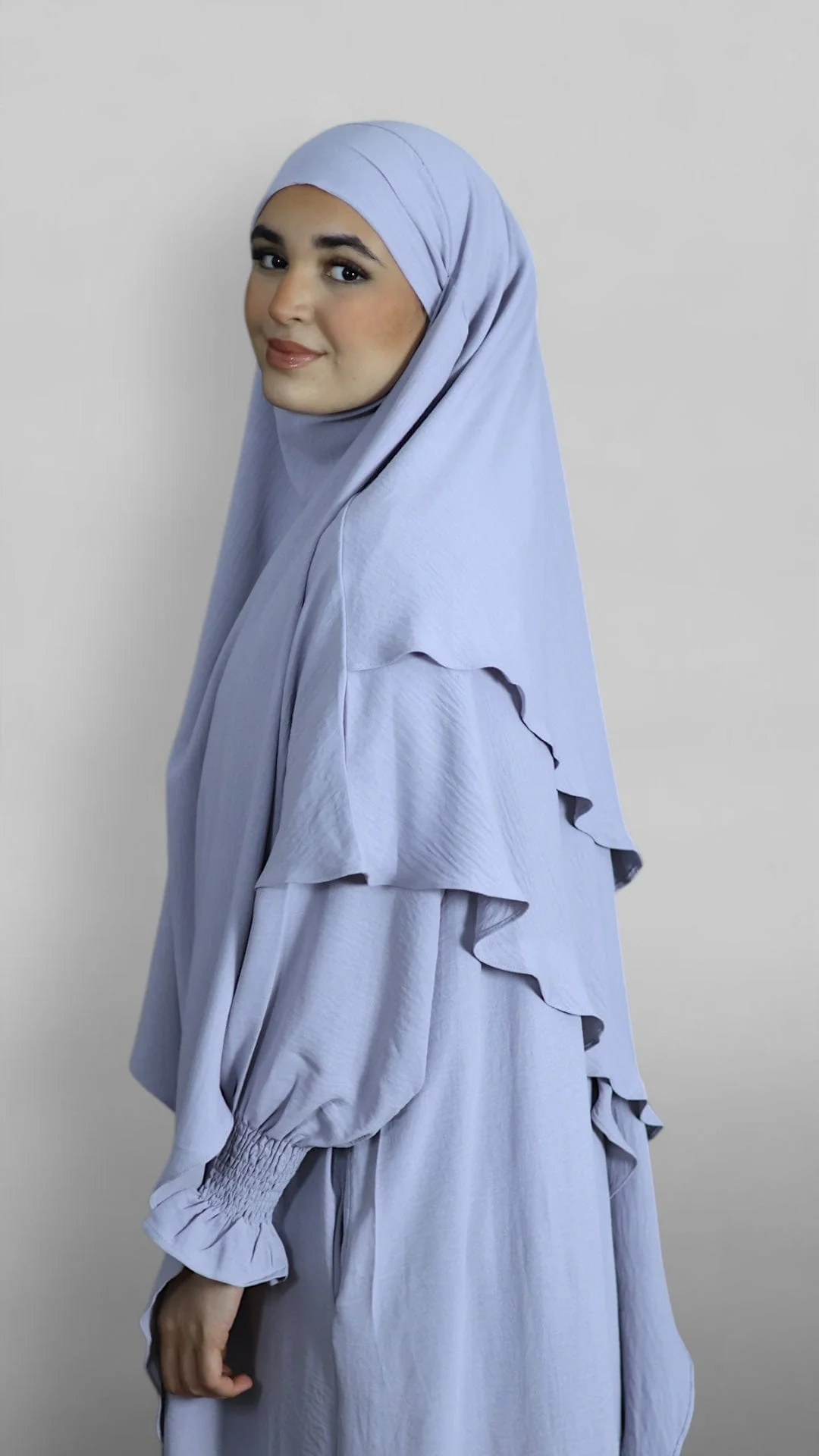 Crinkle Tie-back Khimar 2-lag (Dusty Lavender) - Image 7