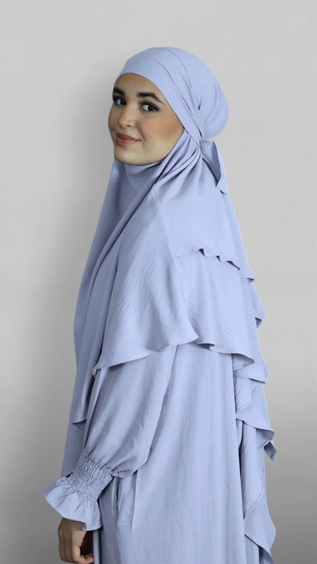 Crinkle Tie-back Khimar 2-lag (Dusty Lavender) - Image 8