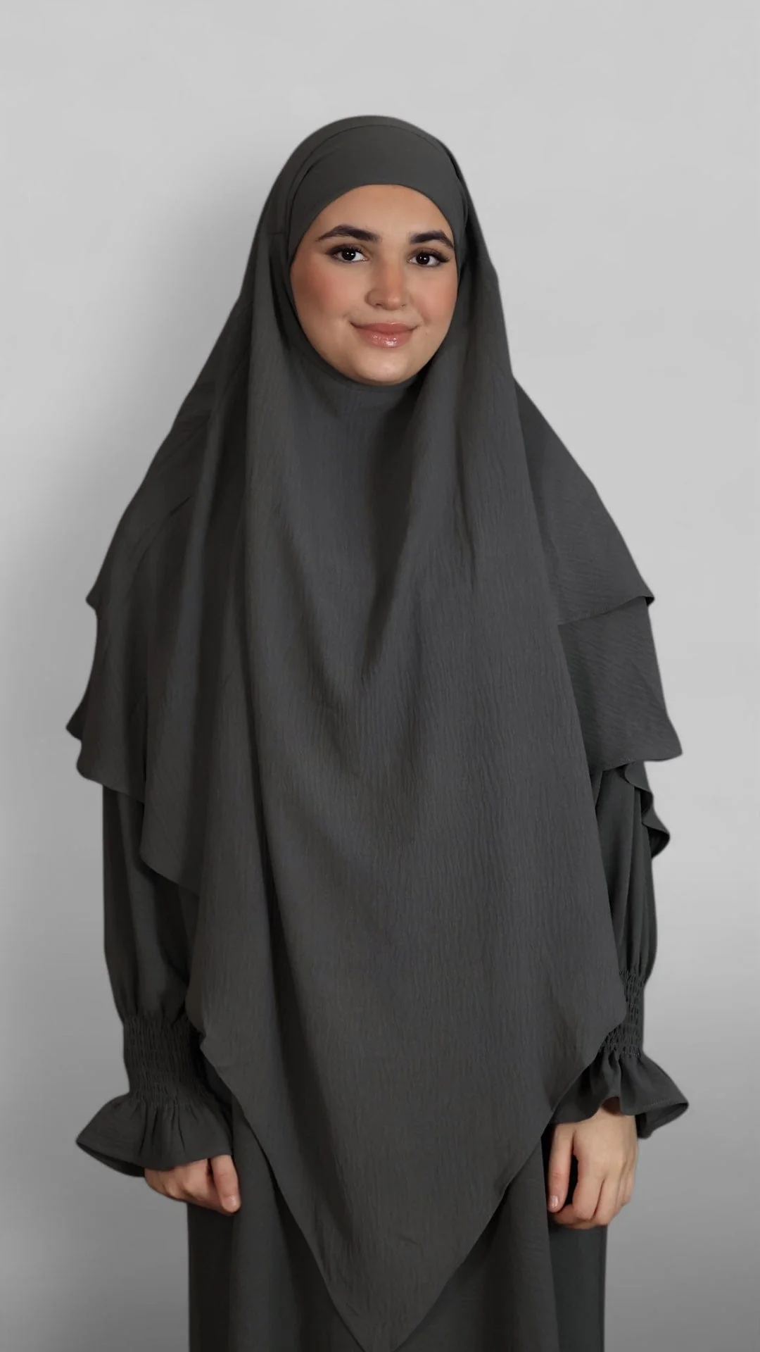 Crinkle Tie-back Khimar 2-lag (Fog)