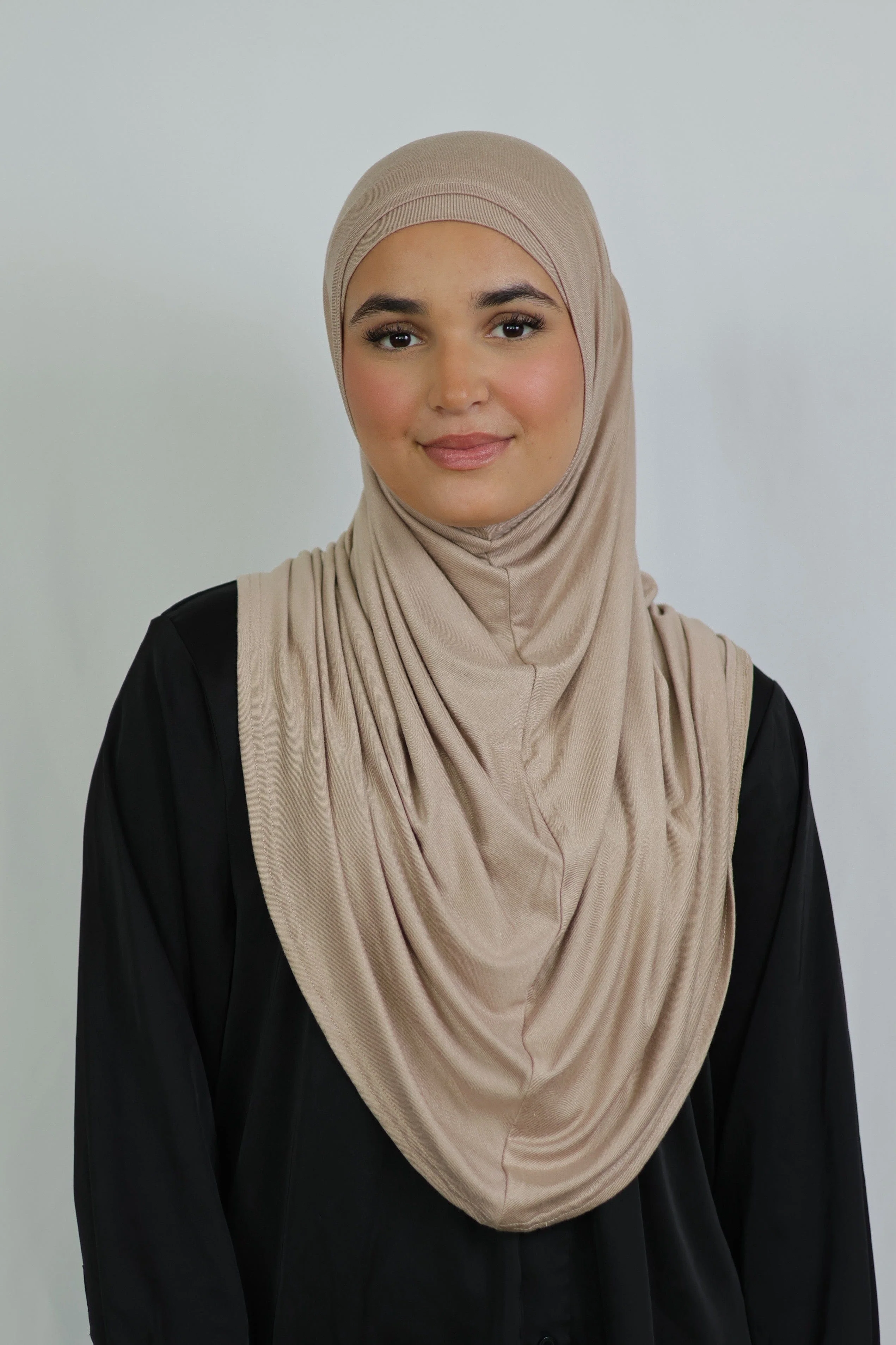 Premium Jersey Instant Khimar (Latte) - Image 4