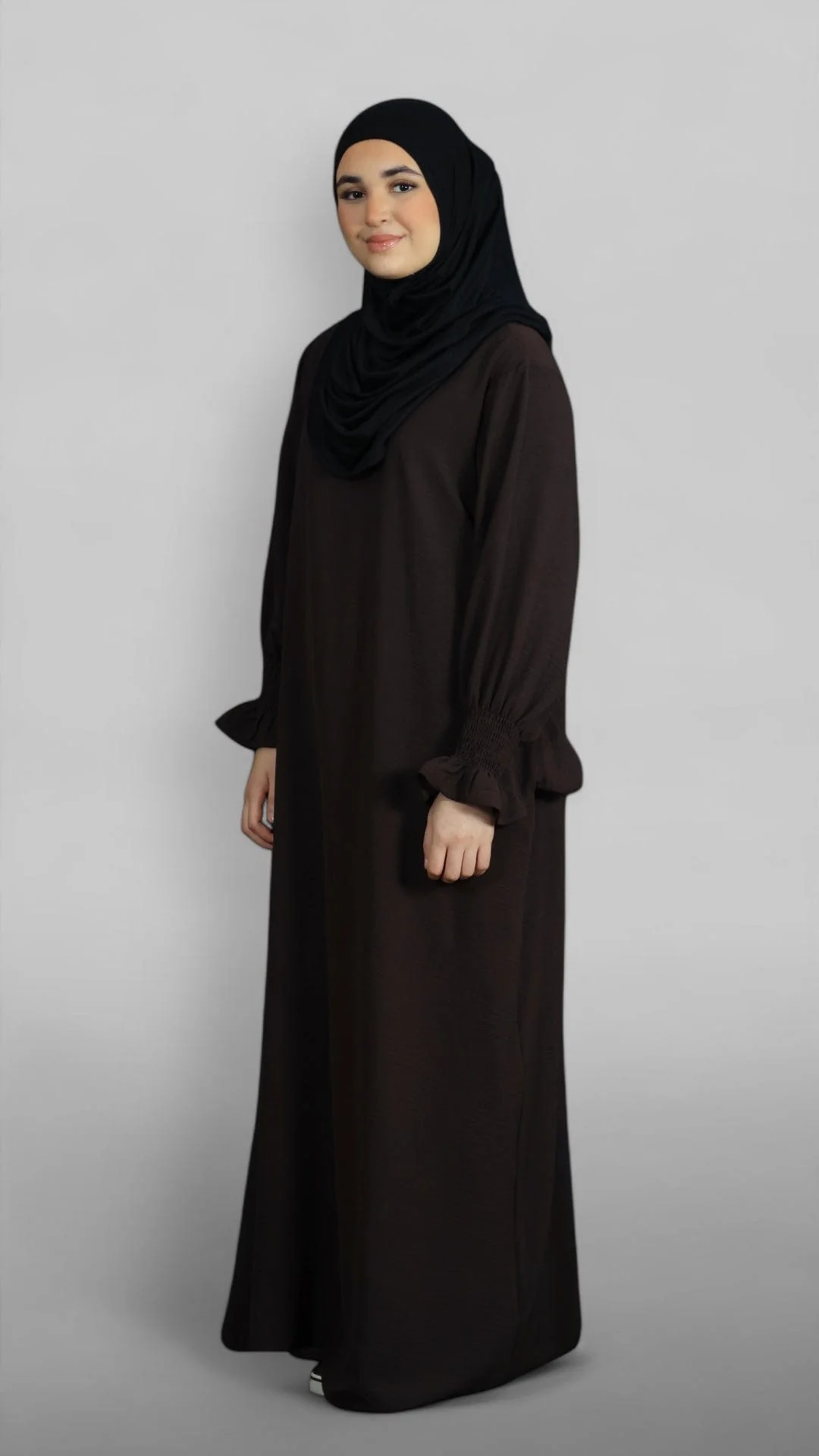 Nora Crinkle Abaya (Coffee) - Image 2