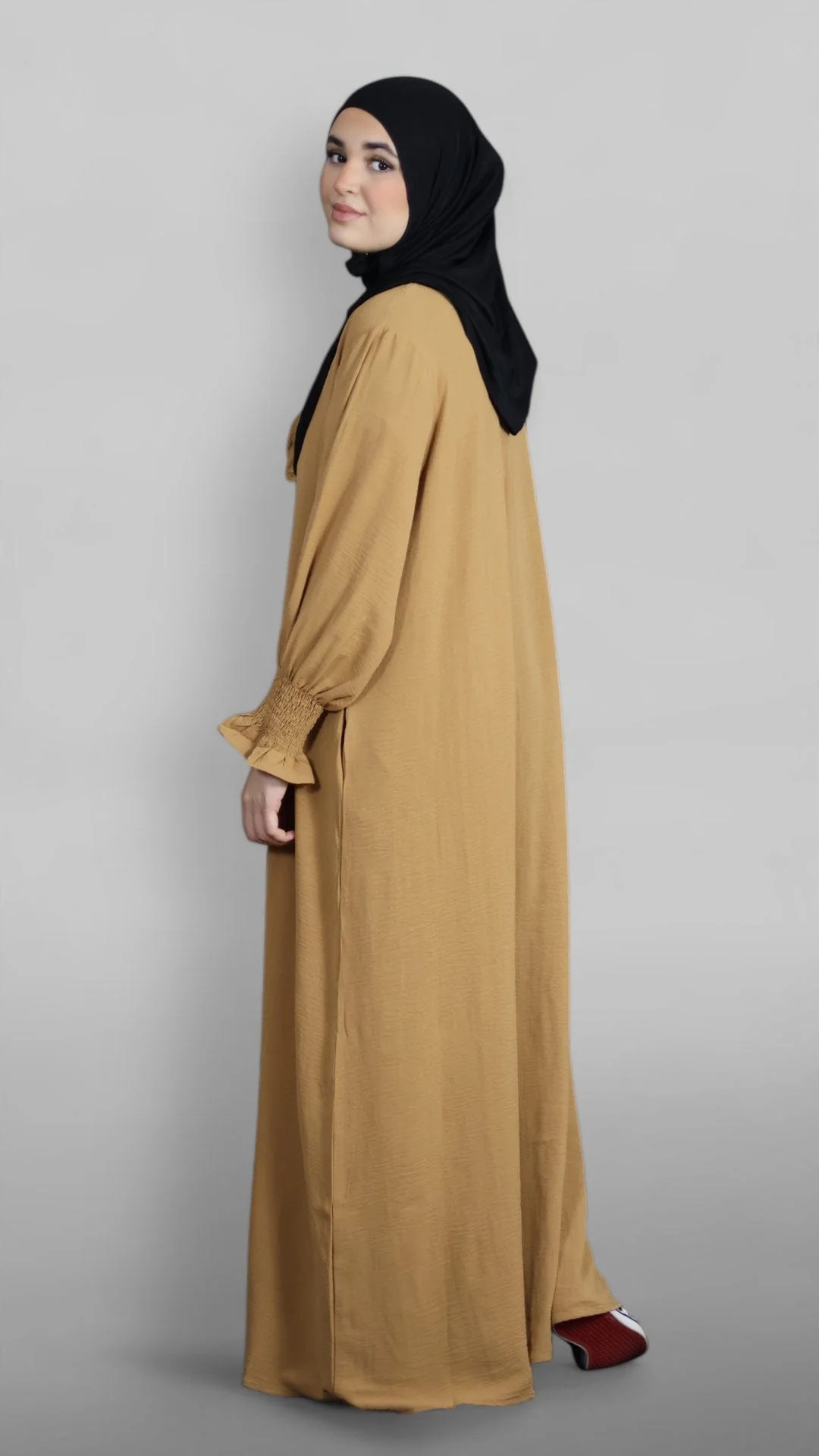Nora Crinkle Abaya (Caramel) - Image 4