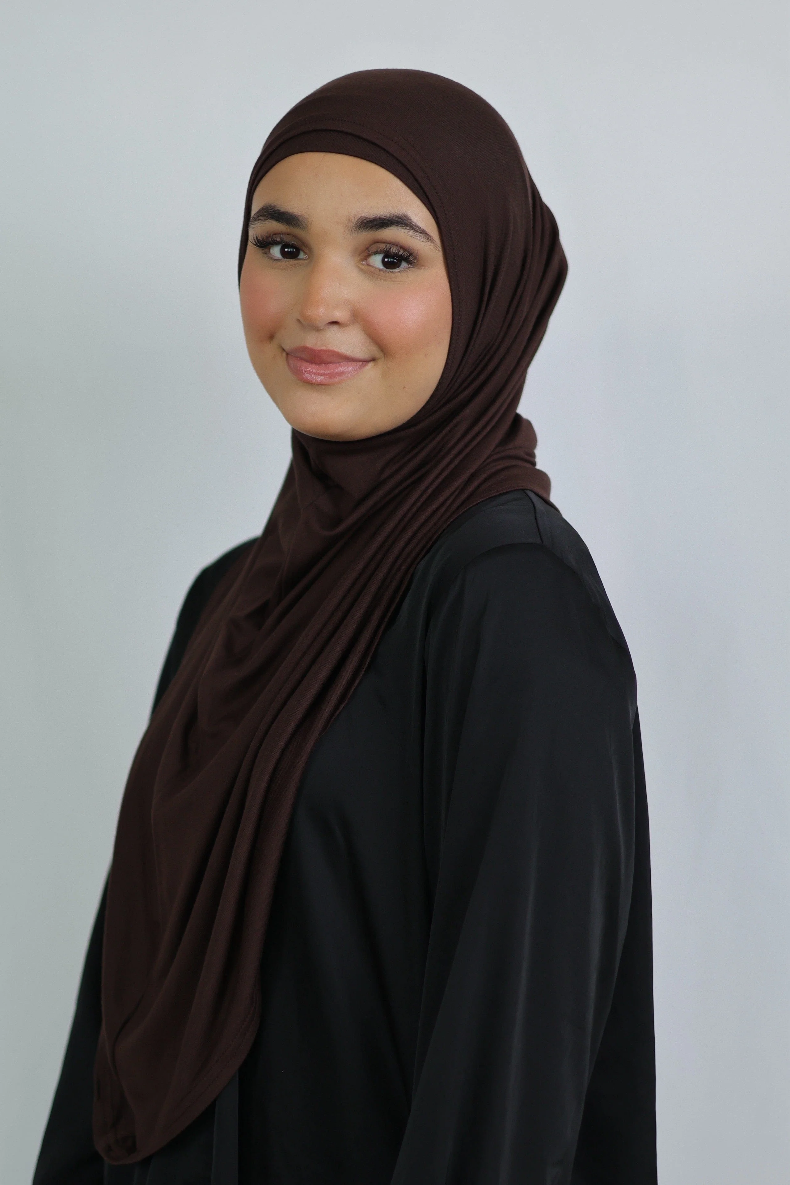 Premium Jersey Instant Khimar (Pecan) - Image 2