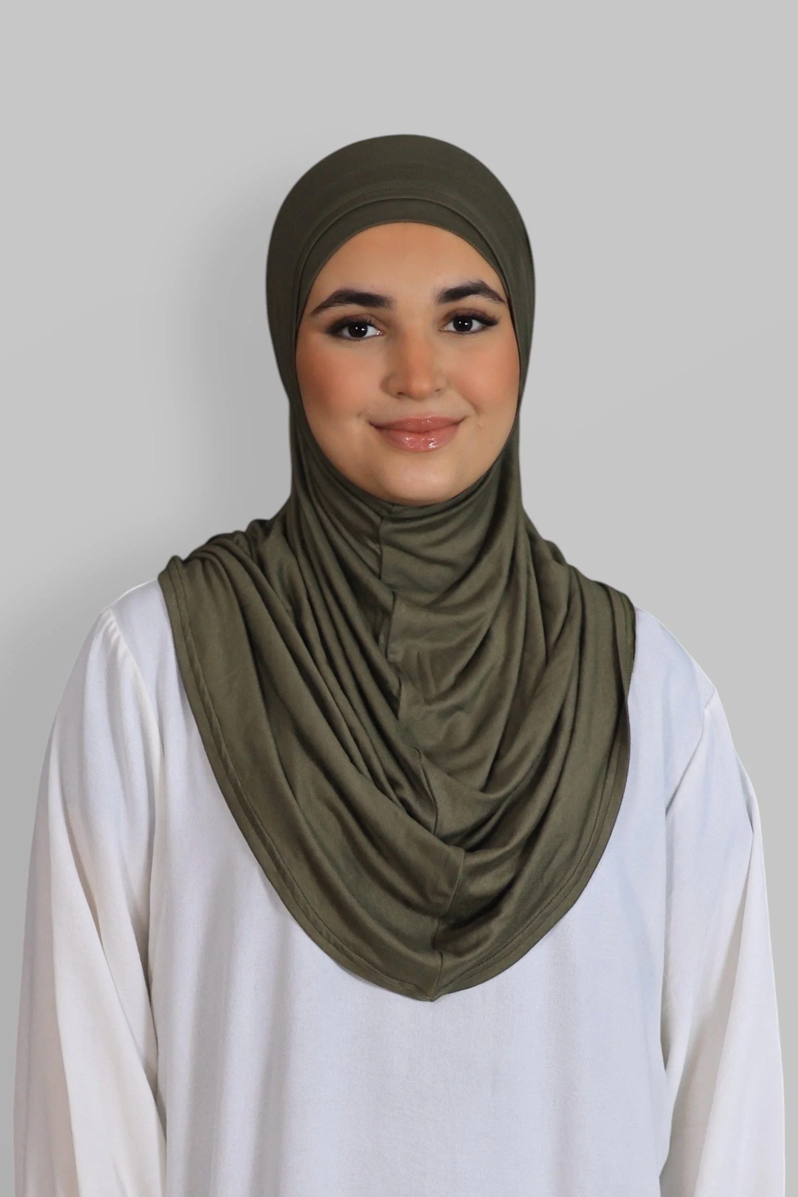 Premium Jersey Instant Khimar (Khaki)