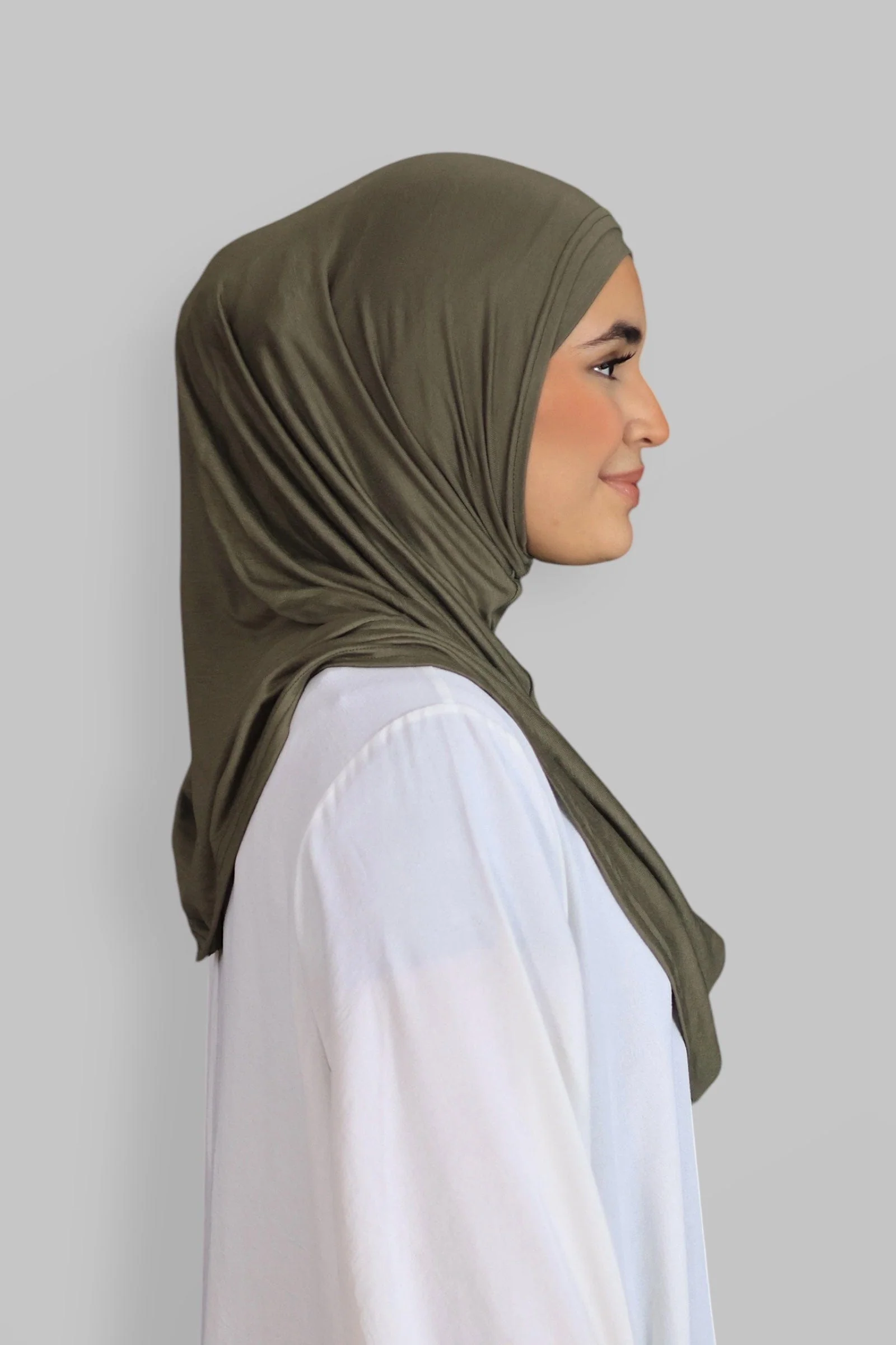 Premium Jersey Instant Khimar (Khaki) - Image 2