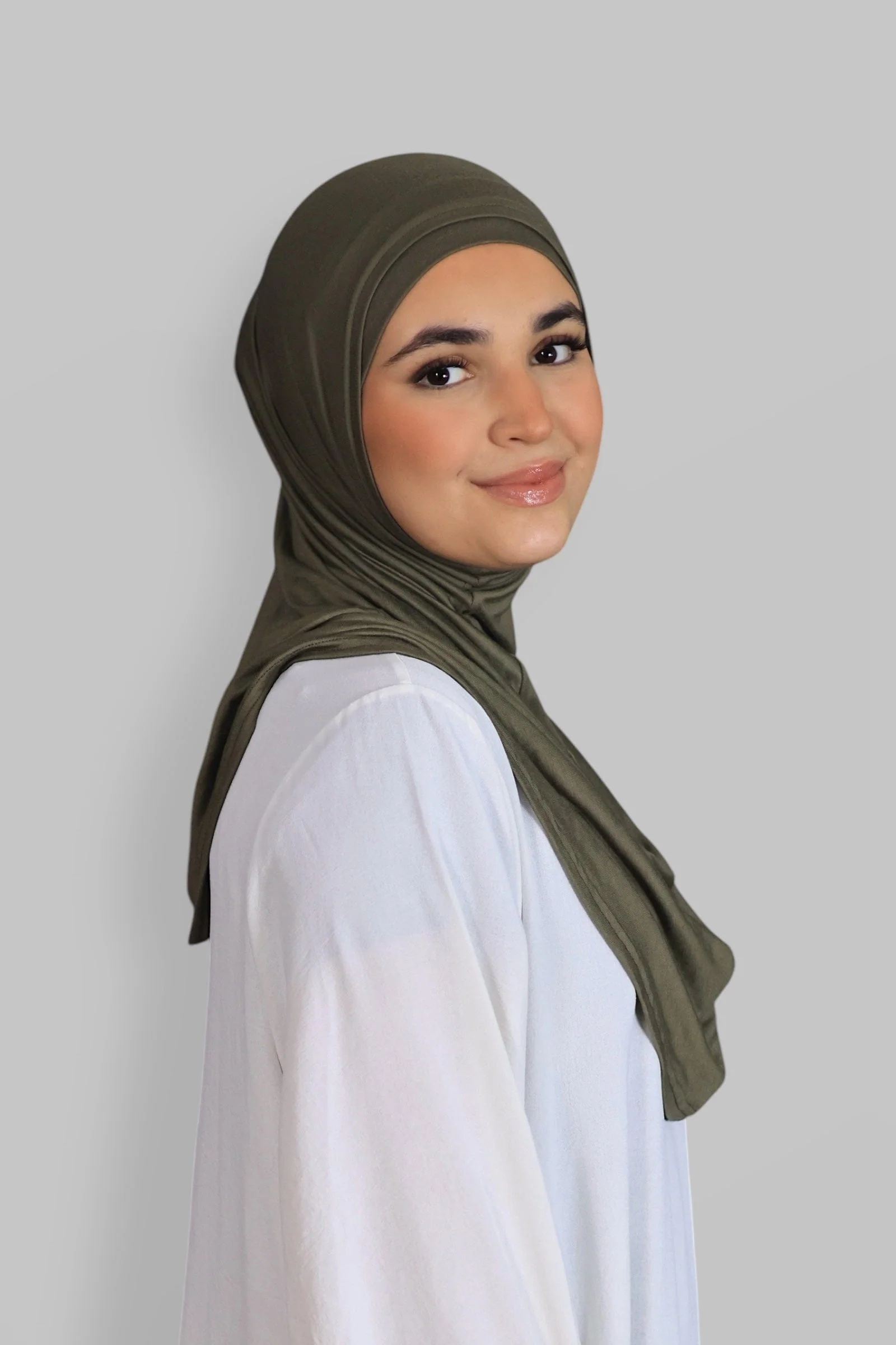 Premium Jersey Instant Khimar (Khaki) - Image 3