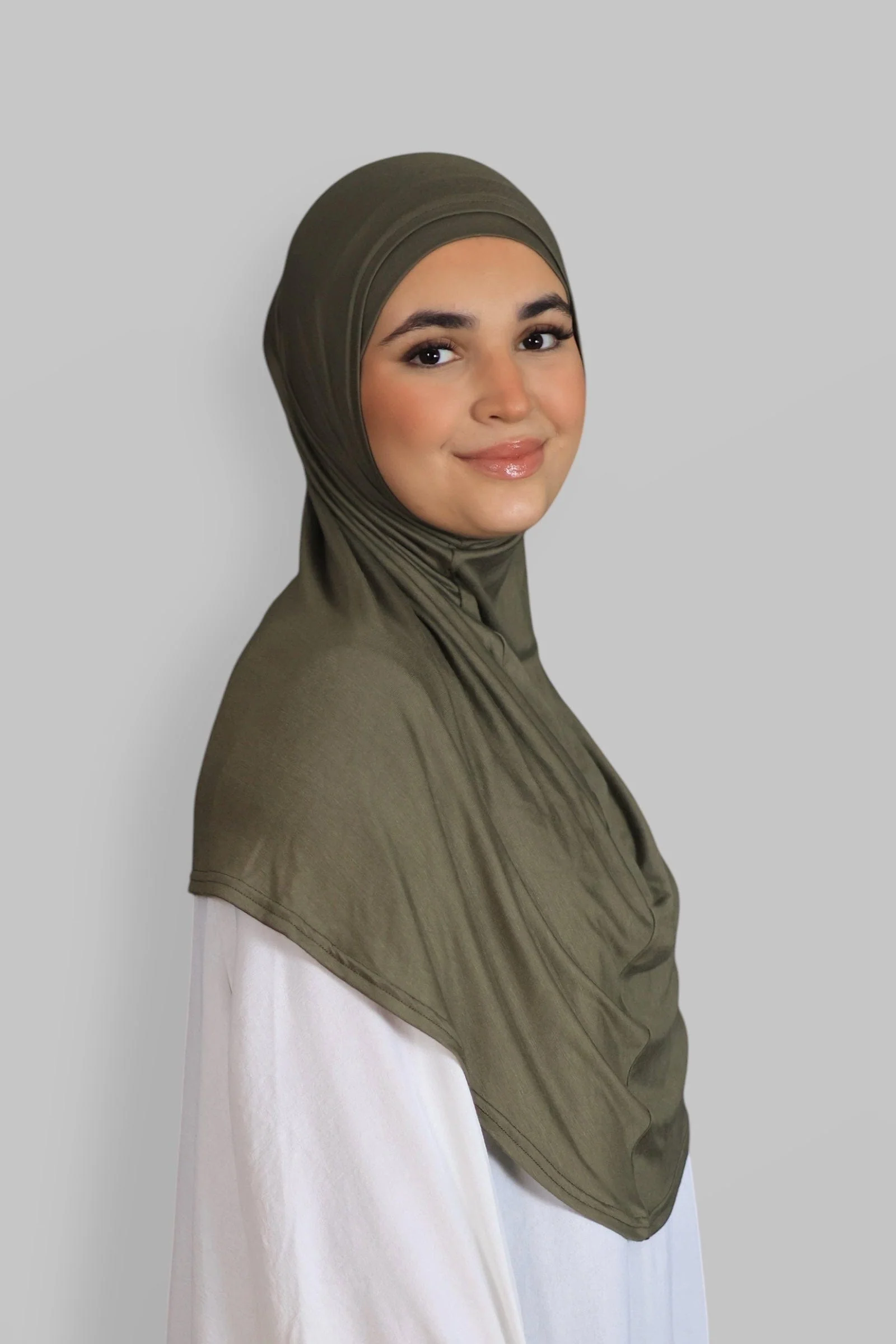 Premium Jersey Instant Khimar (Khaki) - Image 4